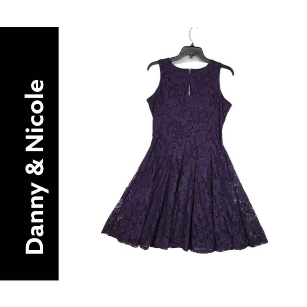 Danny & Nicole Purple Lace Midi Dress